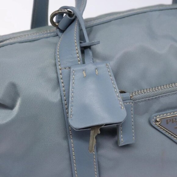 PRADA Tote Bag Nylon Light Blue Silver Auth - Picture 6 of 16